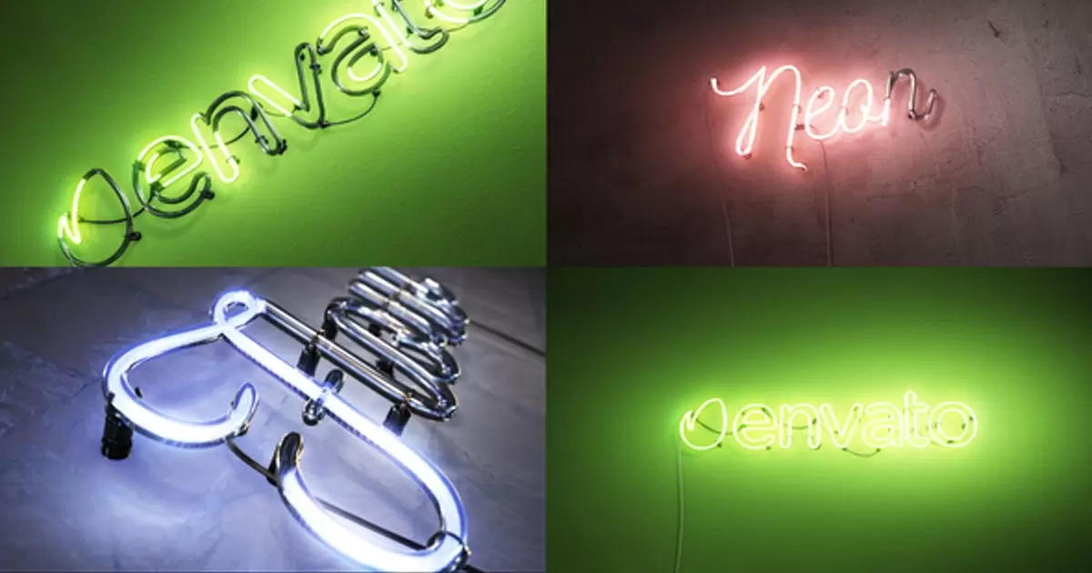 霓虹玻璃上的发光标志AE模版Neon Glass Logo插图