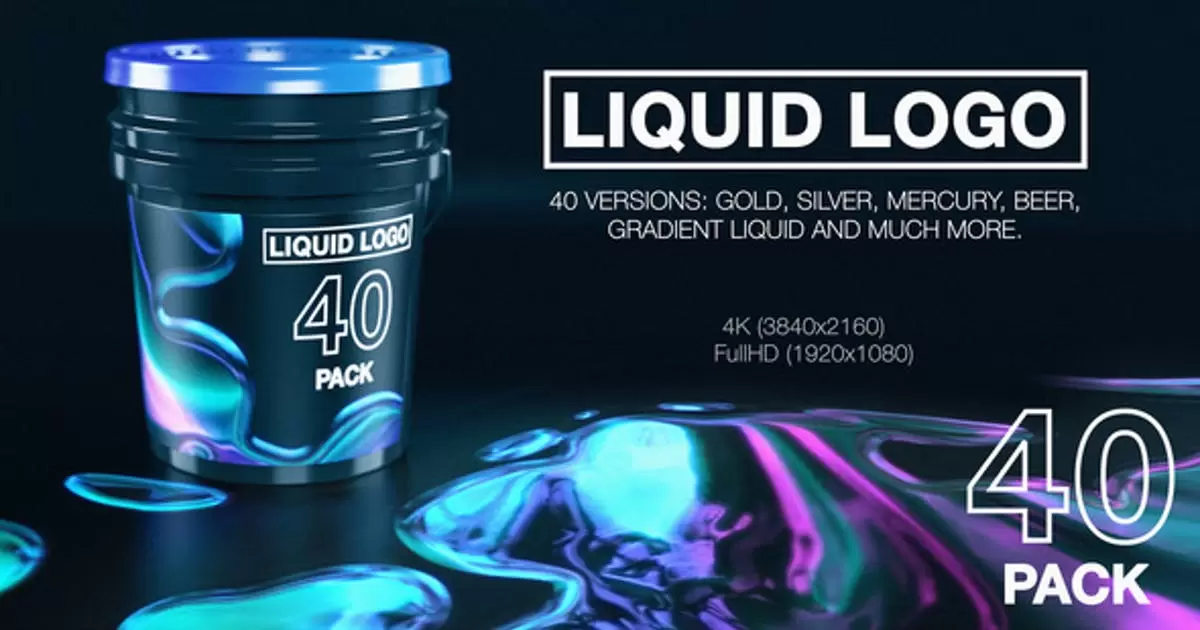 液体水抽象艺术logo标志显露 (40合1)AE模版Liquid Logo Reveal (40 in 1 Pack)插图
