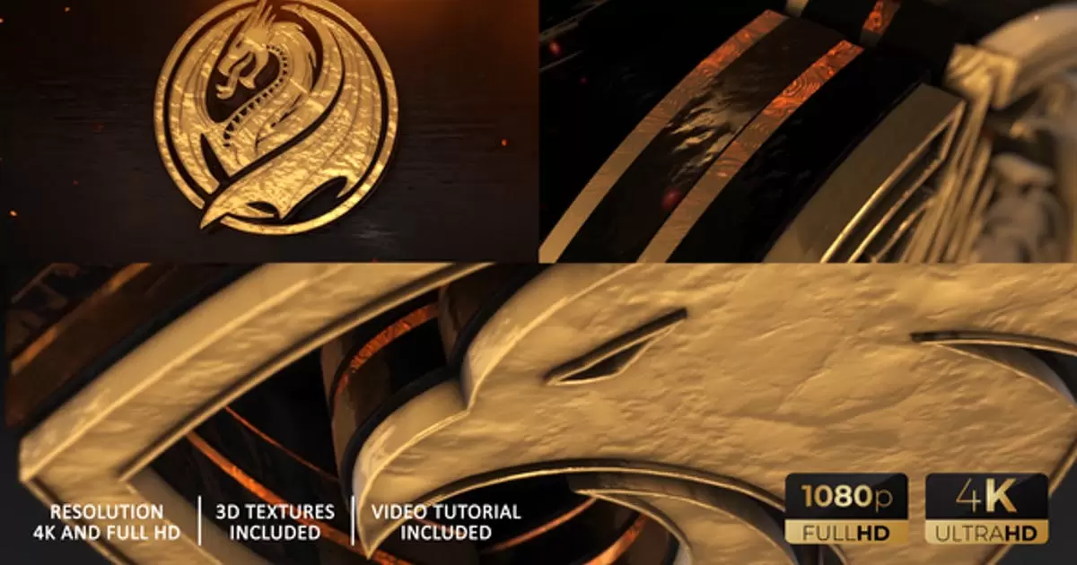 金色史诗和权力游戏logo标志揭示AE模版Gold Epic And Power Logo Reveal插图