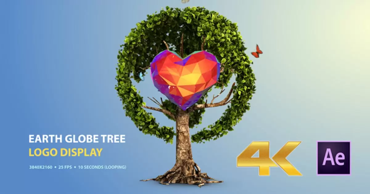 地球地球树环境保护片头 (标志显示)AE模版Earth Globe Tree (Logo Display)插图