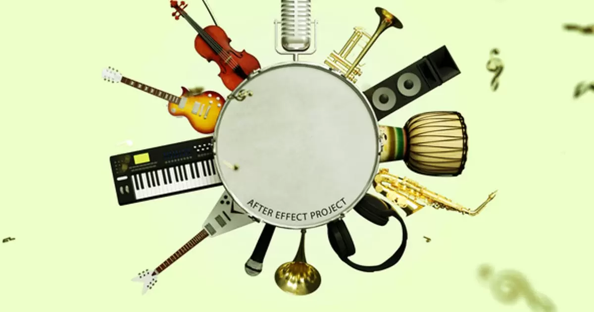 各种音乐表演乐器组成logo片头AE模版Music Show