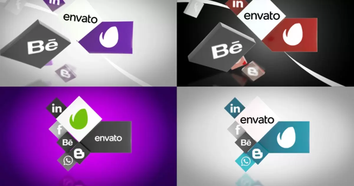 社交媒体logo揭示AE模版Social Media Unfold Logo Reveal插图