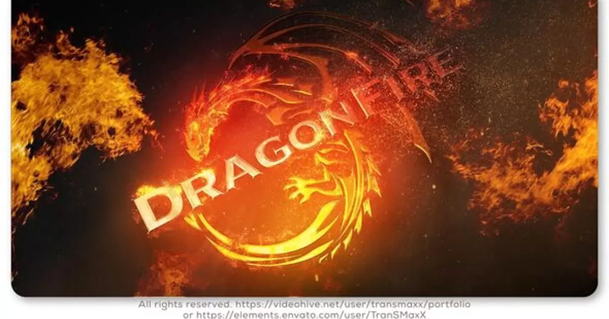 龙火龙头中国风logo标志揭示AE模版DragonS Fire Logo Reveal插图