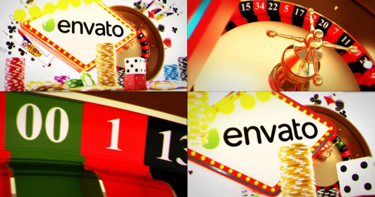 赌场轮盘logo游戏徽标片头显示AE模版Casino Games Logo Reveal插图
