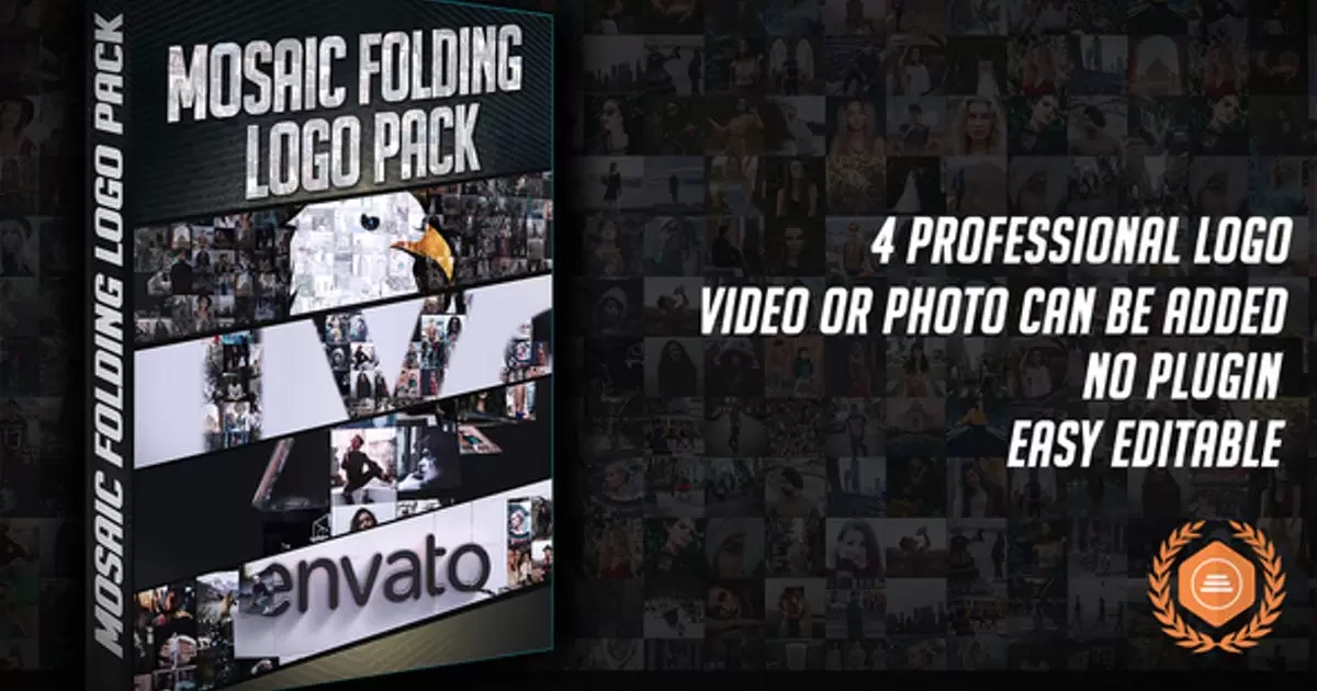 多视频照片汇聚logo折叠标志包AE模版Multi Video Folding Logo Pack