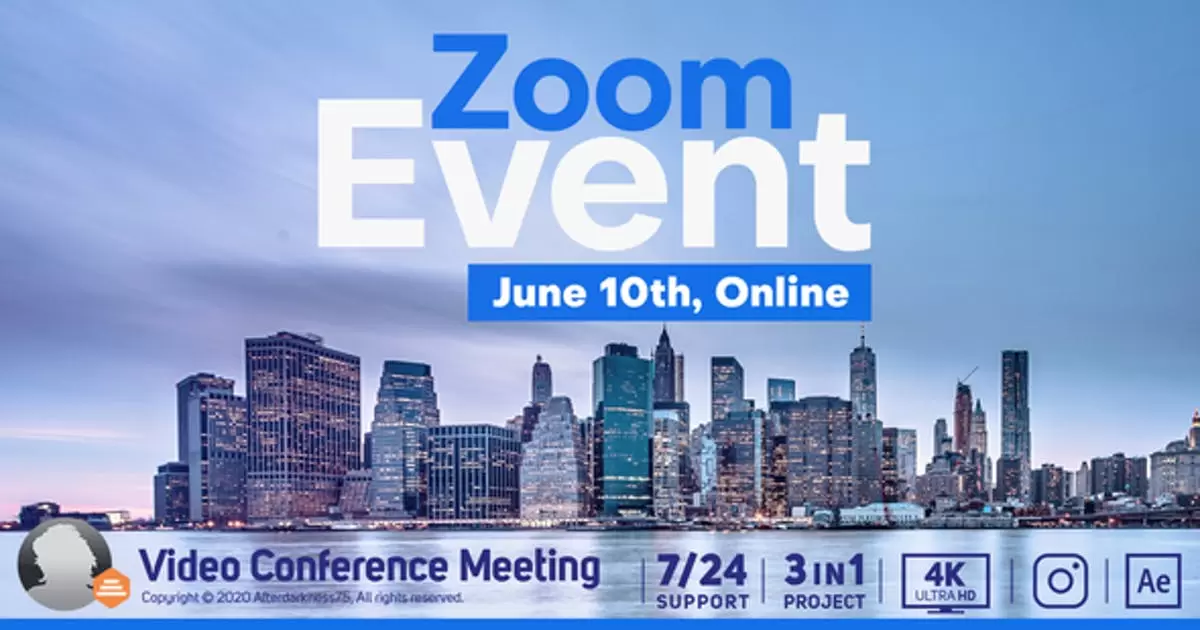 视频会议在线缩放汇聚logo AE模版Video Conference Online Zoom Meeting插图
