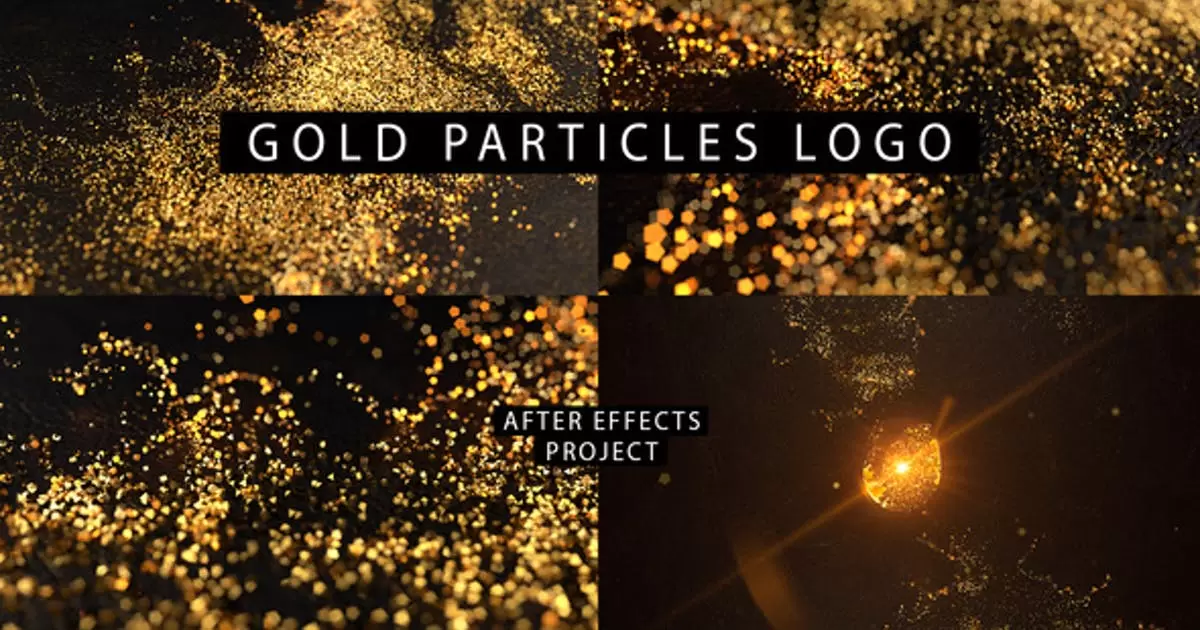 金色颗粒粒子破碎logo标志AE模版Gold Particles Logo插图