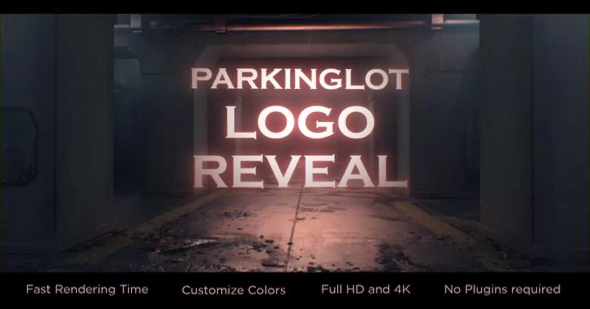 停车场内三维logo标志显示AE模版Parking-lot Logo Reveal插图