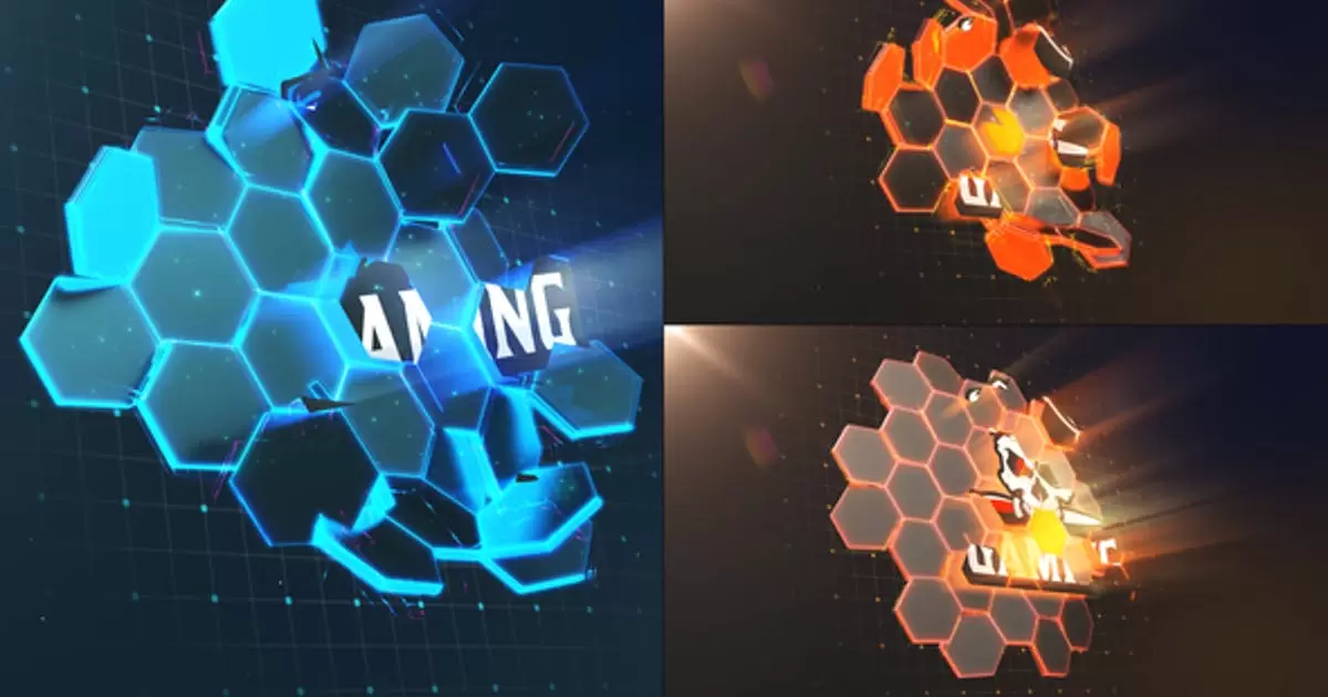 高科技六边形logo标志揭示AE模版Hi-Tech Hexagons | Logo Reveal插图