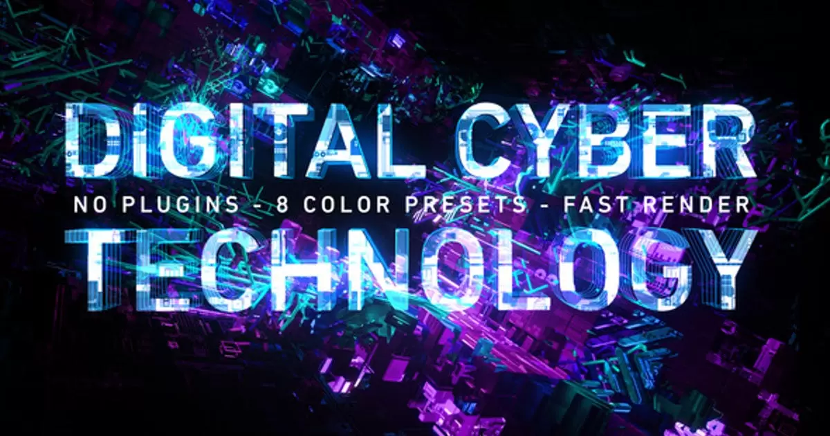 数字高科技网络技术标志文字片头 8种颜色预设AE模版Digital Cyber Technology Logo Reveal. 8 Color Presets.插图