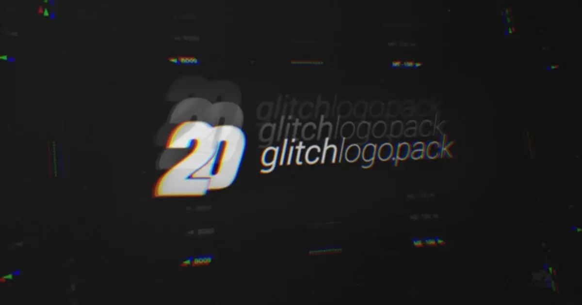 20个小故障标志文字动画介绍揭示包AE模版20 Glitch Logo Intro Reveal Pack