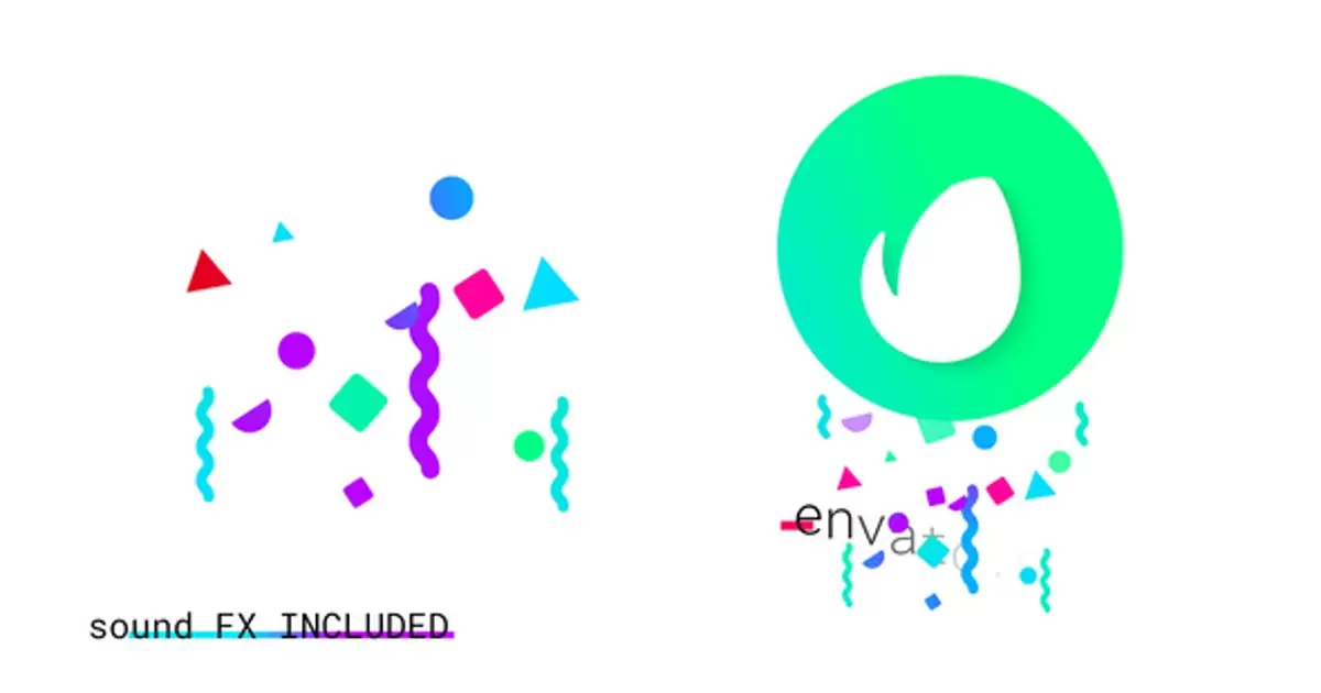 彩色几何动画logo标志AE模版Colorful Geometric Logo