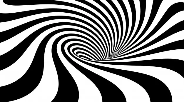 黑白条纹漩涡形状3D视错觉矢量背景[eps]插图