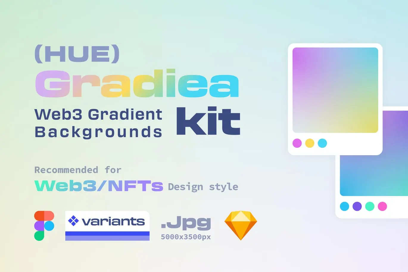 高品质的时尚高端专业的Gradiea Kit – Web3 (Hue Ver.)渐变背景大集合-FIG, SKETCH, JPG插图