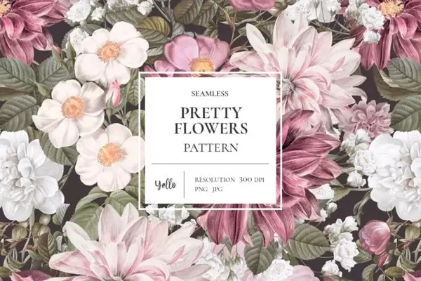 优雅奢华的花卉背景图案(JPG,PNG)免费下载