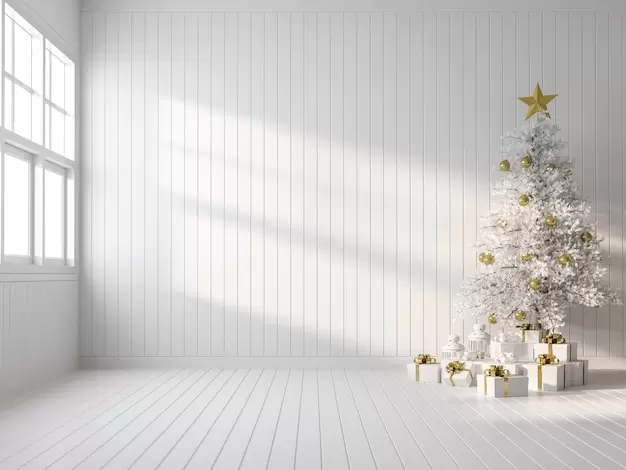 圣诞装饰白色房间圣诞背景图片[JPG]插图
