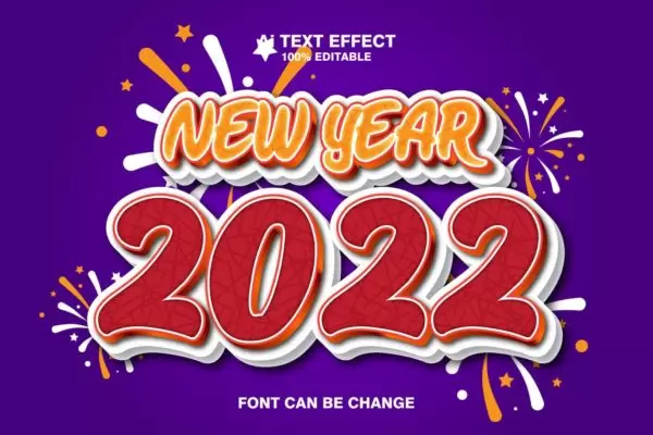 2022年新年3D字体图层样式 (AI,EPS)免费下载