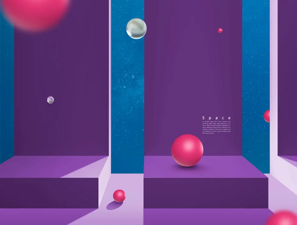 紫色立体图形视觉空间海报背景素材 (psd)插图