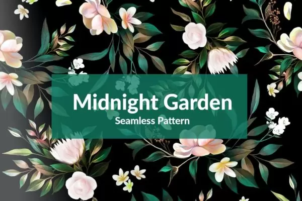 午夜花园无缝花卉图案背景免费下载