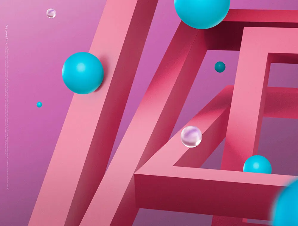 圆球&几何元素场景海报背景素材 (psd)插图