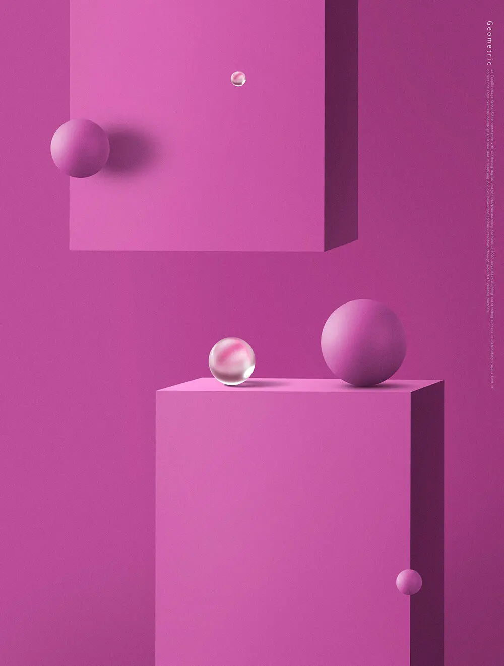 圆球几何场景元素简约紫色海报背景素材 (psd)插图