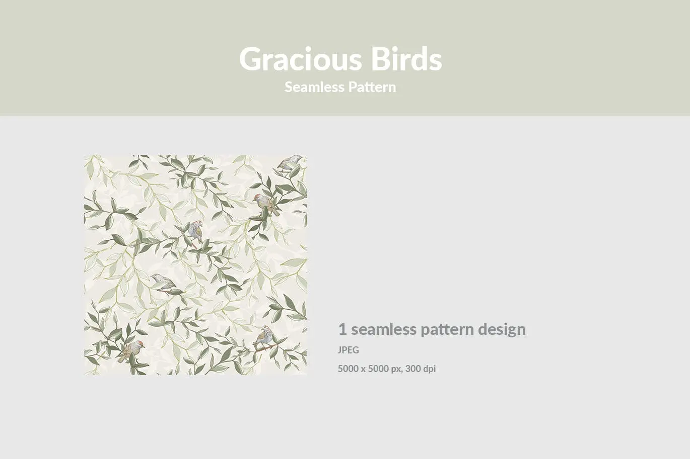 时尚高端专业清新优雅的鸟树叶植物无缝背景底纹纹理插图3