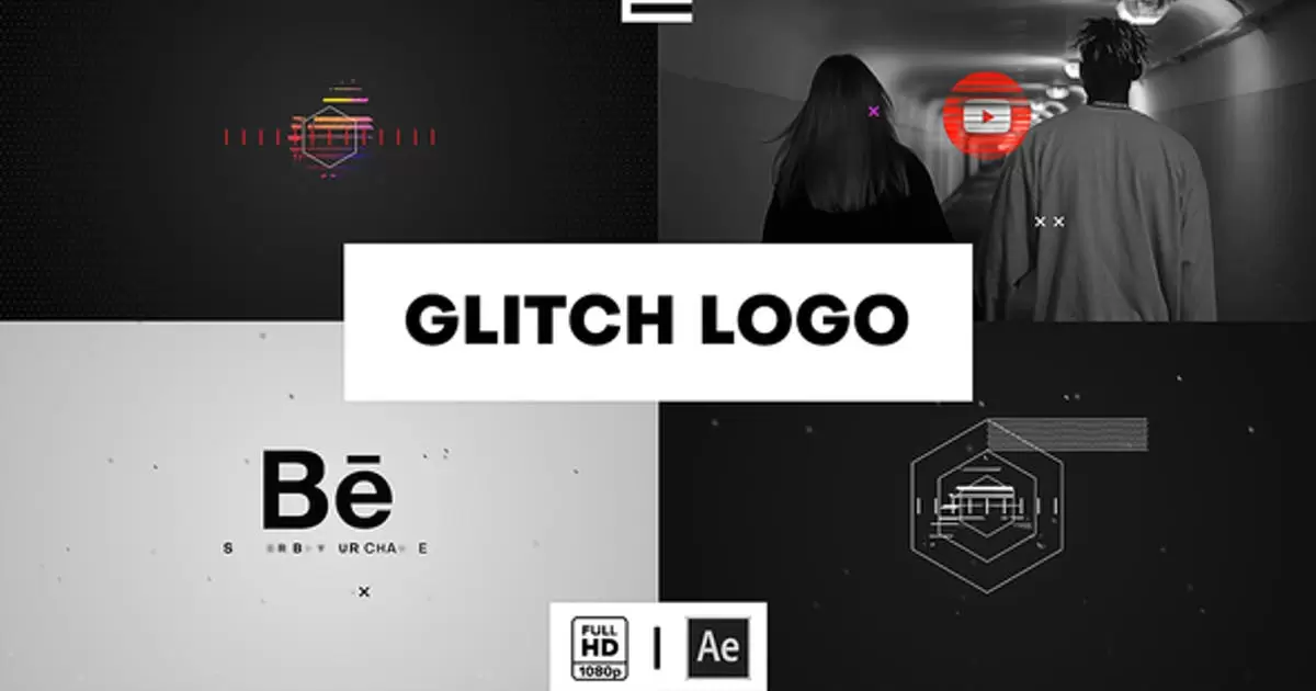 快速毛刺logo标志AE视频模版Glitch Fast Logo插图