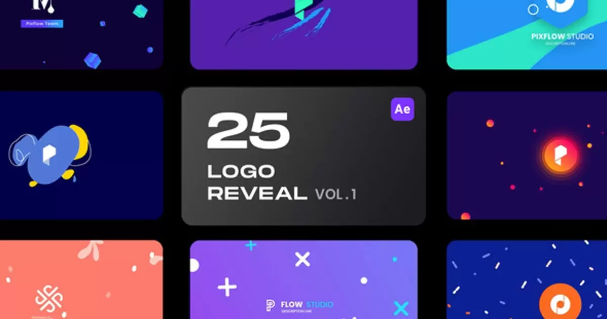 25组动画logo徽标显示包AE视频模版25 Logo Reveal Bundle插图