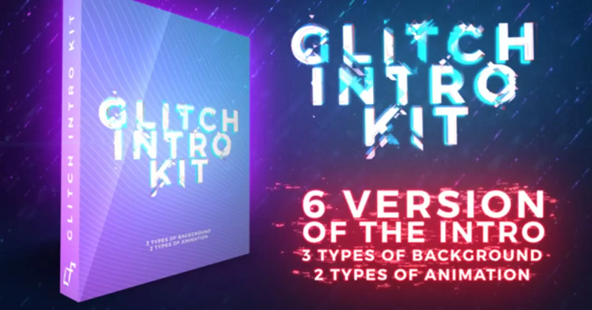 故障信号干扰logo片头介绍套件AE视频模版Glitch Intro Kit