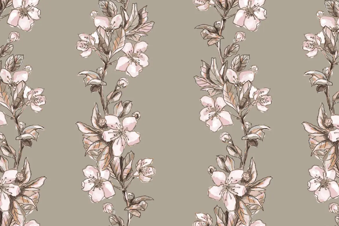时尚清新高端优雅多用途的高品质小鸟植物花朵矢量无缝背景底纹纹理集合插图1