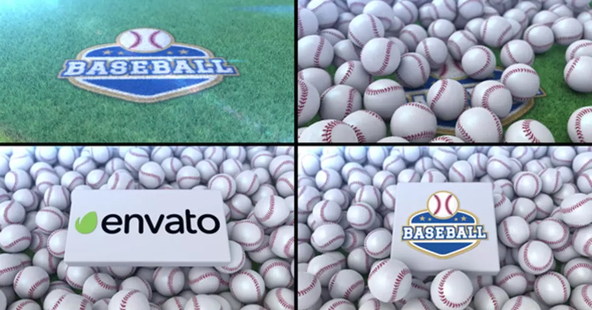 棒球组成的运动logo标志显示2AE视频模版Baseball Logo Reveal 2插图