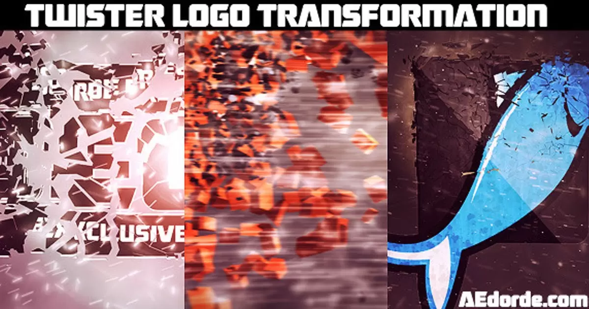Twister标志转换置换特效粒子破碎AE视频模版Twister Logo Transformation插图