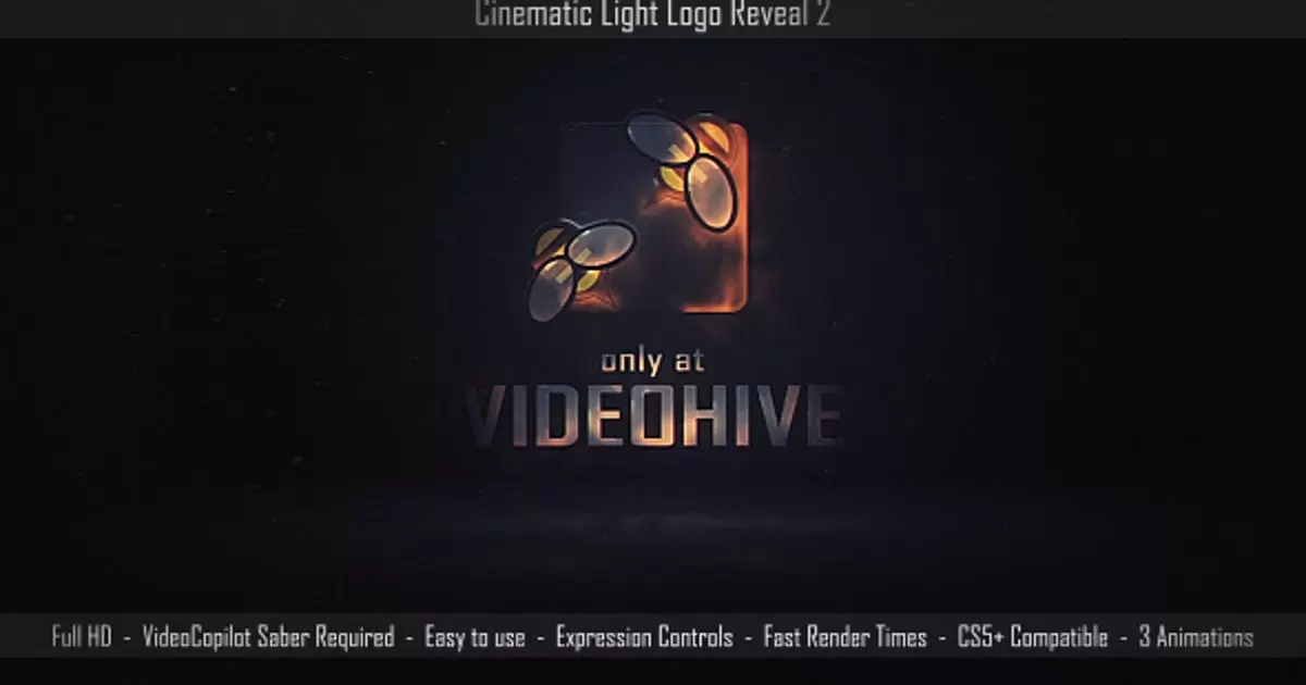 电影灯光logo标志显示2AE视频模版Cinematic Light Logo Reveal 2