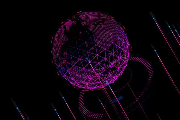 紫色点线连接未来科技星球背景图素材 (psd)免费下载