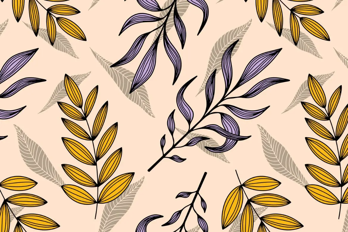 时尚高端优雅矢量植物树叶背景底纹纹理集合插图3