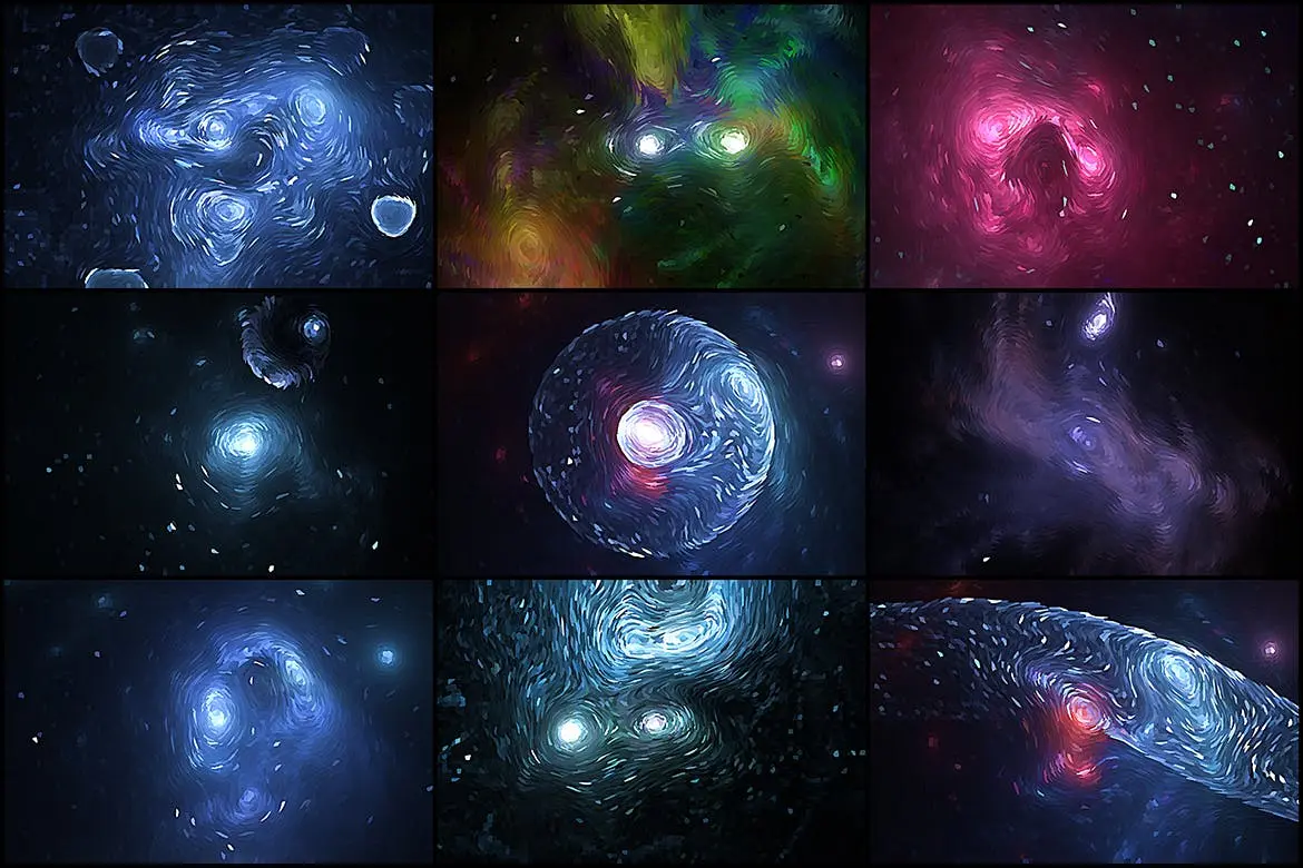 50个绚丽高端梵高星空质感的太空宇宙背景底纹纹理集合插图3