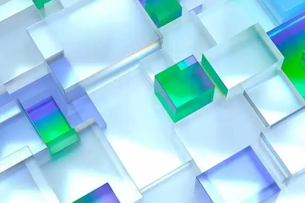 抽象立体蓝绿色&透明方块几何背景图形素材 (psd)免费下载