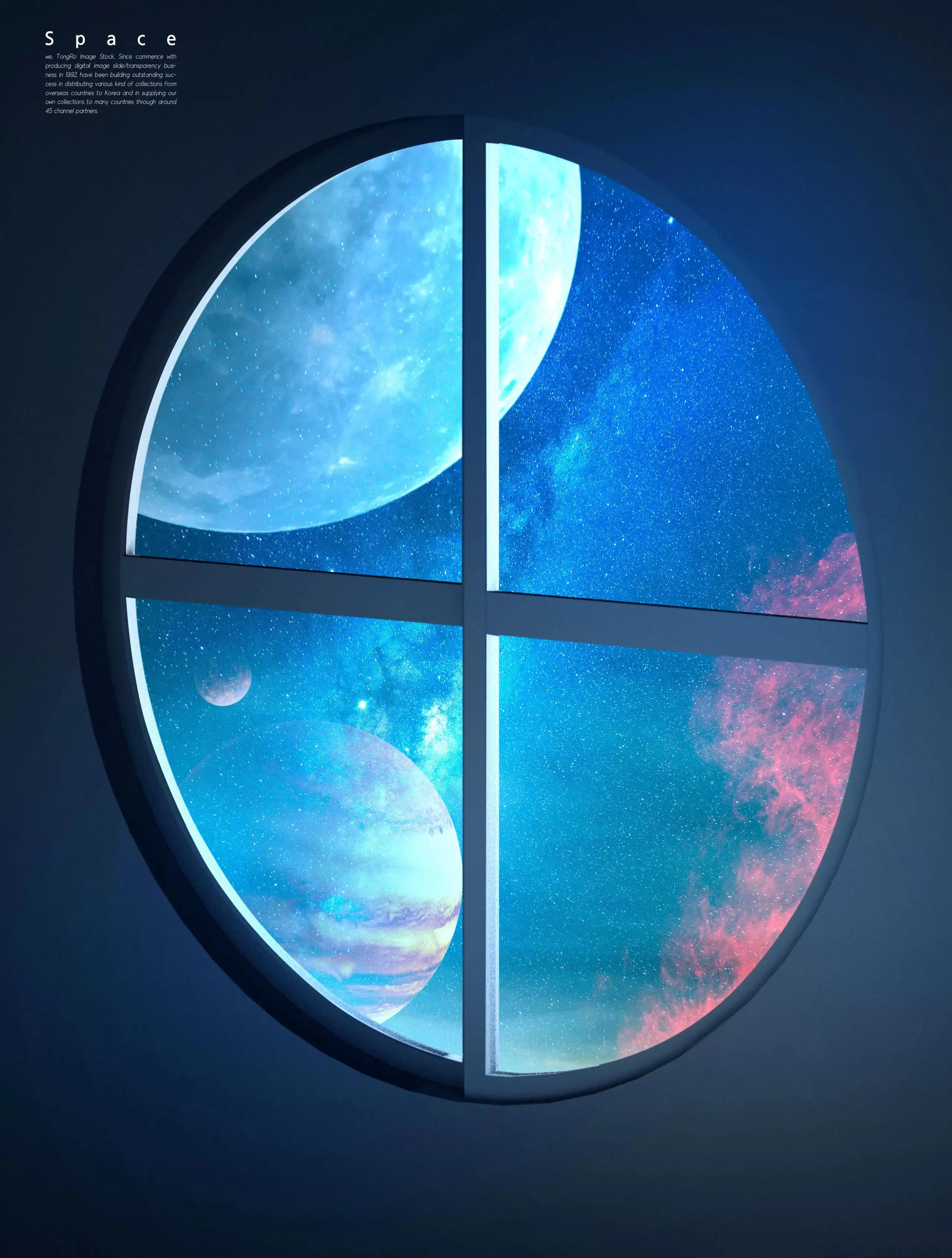圆形窗户宇宙空间背景图素材 (psd)插图