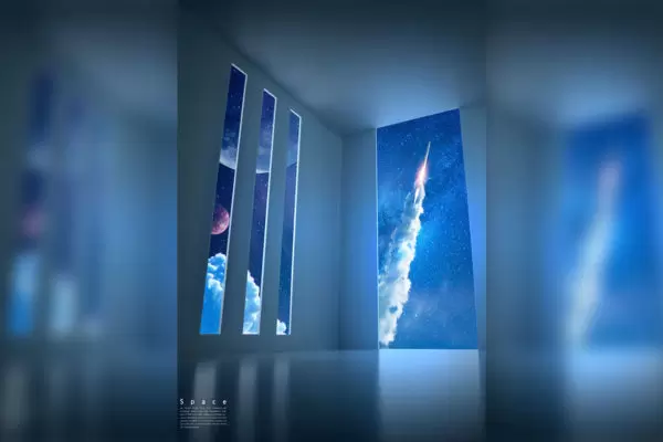 火箭发射梦幻空间背景图素材 (psd)免费下载