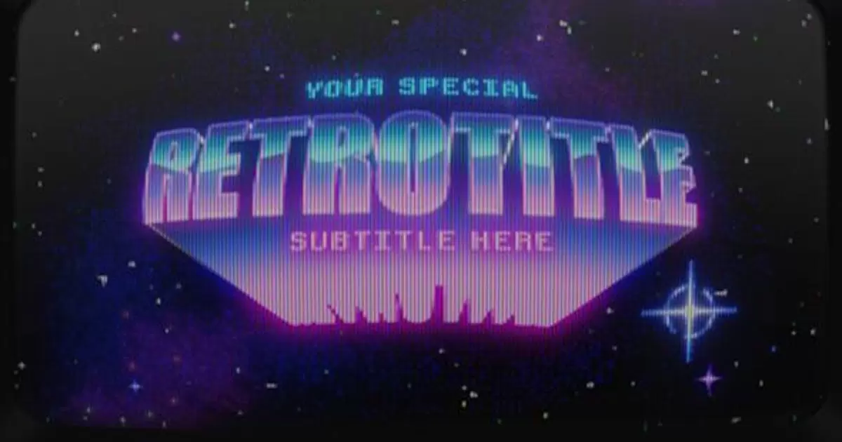 复古80年代dvd片头logo介绍AE视频模版Retrowave Intro插图