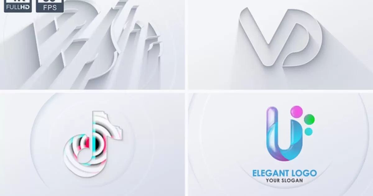 干净的3D白色logo标志AE视频模版Neumorphism Clean 3D Logo插图