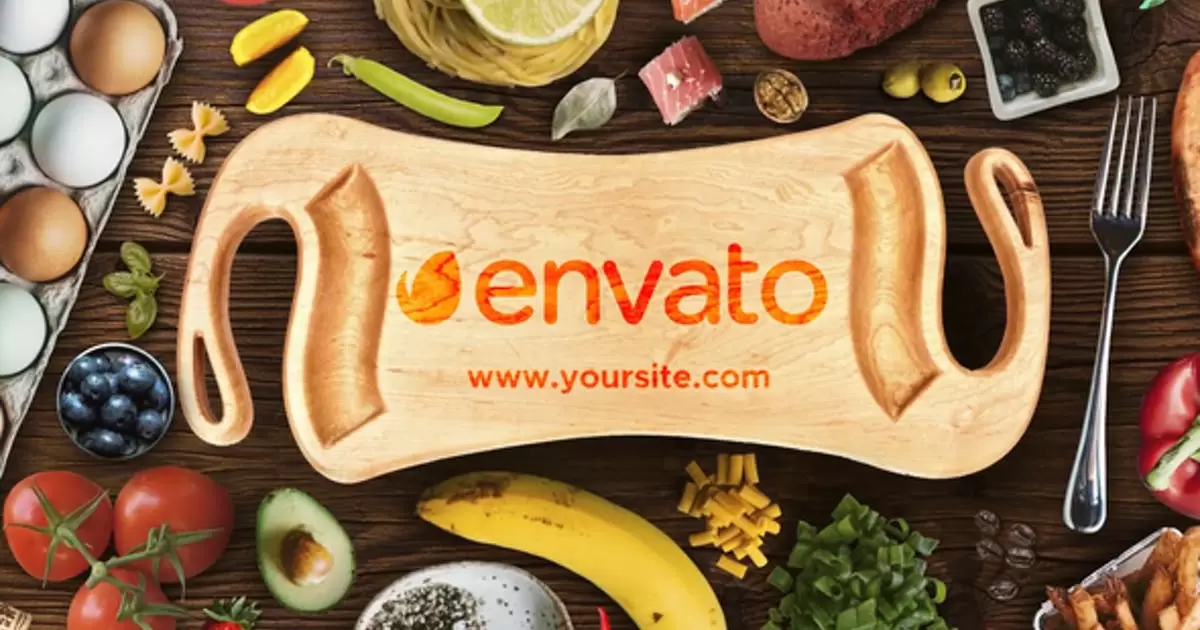 食品菜板上的logo标志AE视频模版Food Logo插图