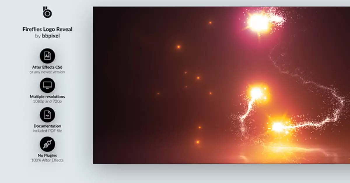 萤火虫发光粒子logo标志显露AE视频模版Fireflies Logo Reveal插图
