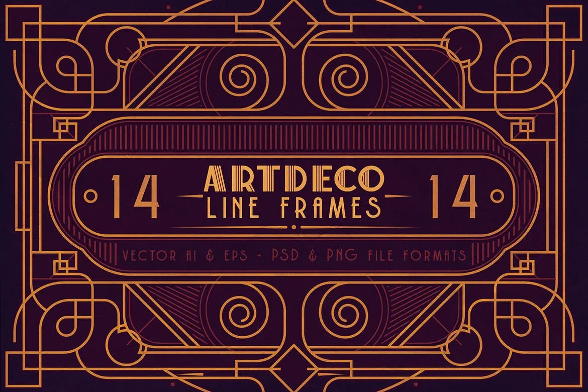 14个高品质的复古奢华房地产ArtDeceo矢量边框花纹背景底纹纹理集合插图