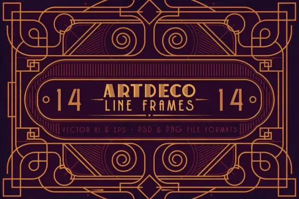 14个高品质的复古奢华房地产ArtDeceo矢量边框花纹背景底纹纹理集合免费下载