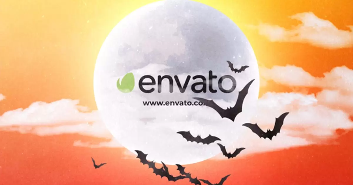 万圣节黑色蝙蝠logo标志揭示AE视频模版Halloween Logo Reveal插图