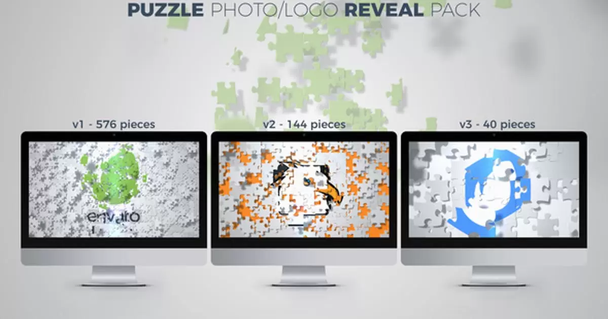 拼图照片汇聚组成logo标志显露包AE视频模版Puzzle Photo / Logo Reveal Pack插图