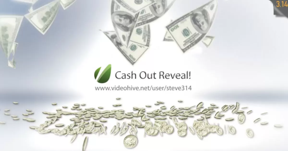 金钱兑现货币交易logo揭示AE视频模版Money CashOut Reveal