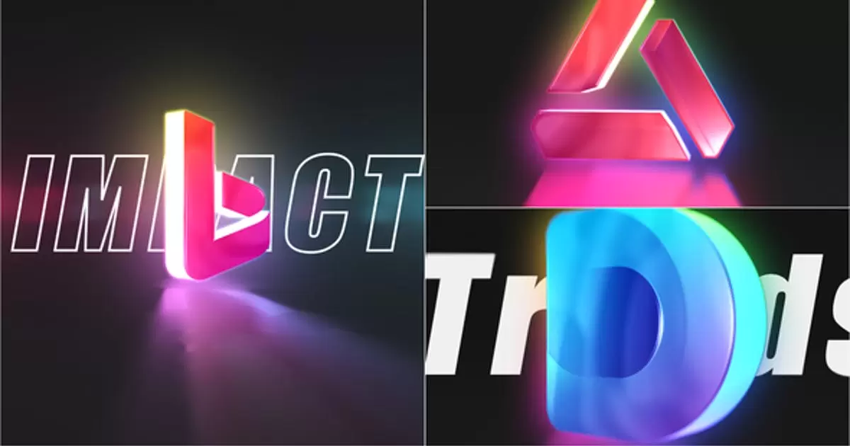 3D彩色标志介绍AE视频模版3D Color Logo Intro插图