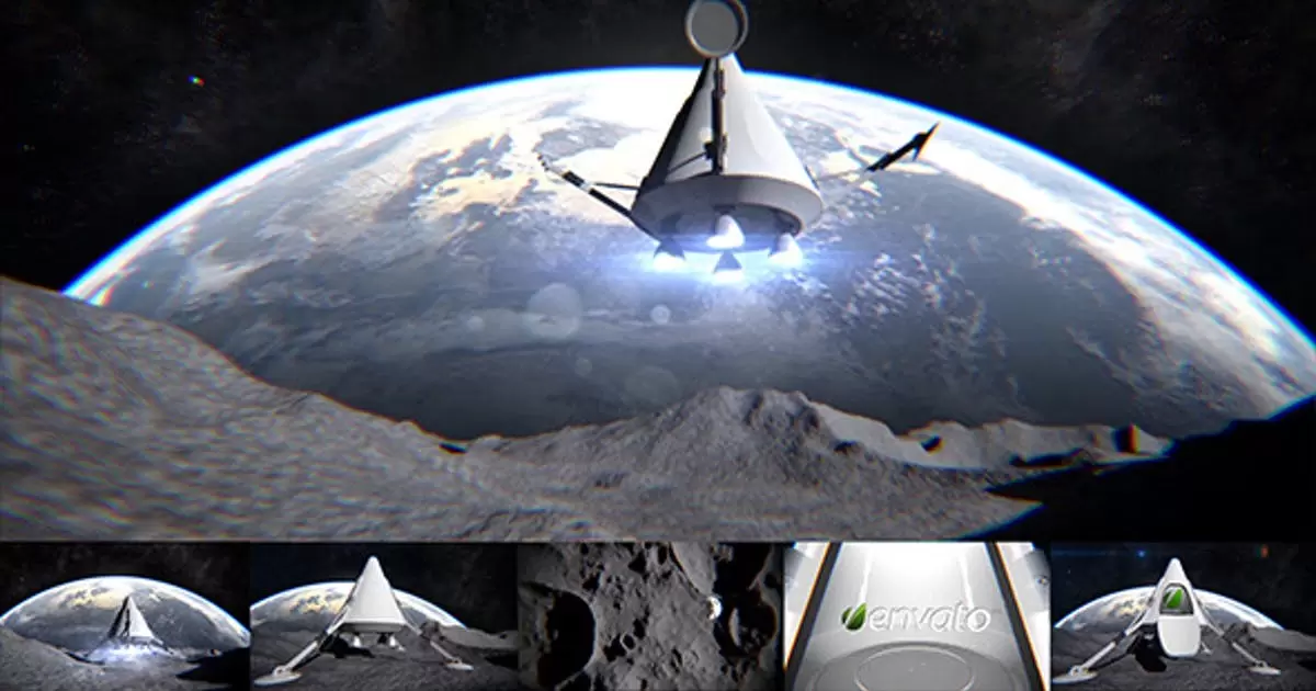 登月太空宇宙飞船logo标志AE视频模版Moon Landing插图